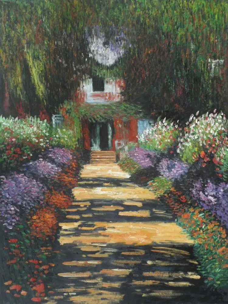 Monet's Garden Path at Giverny Claude Monet Reproduction Oil Paintings