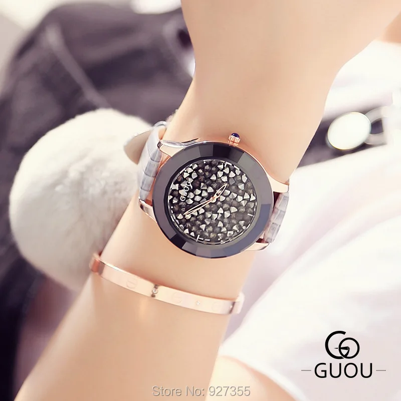Новые модные женские часы с большим циферблатом, роскошные женские подарочные Стразы, серые наручные часы из натуральной кожи, водонепроницаемые часы