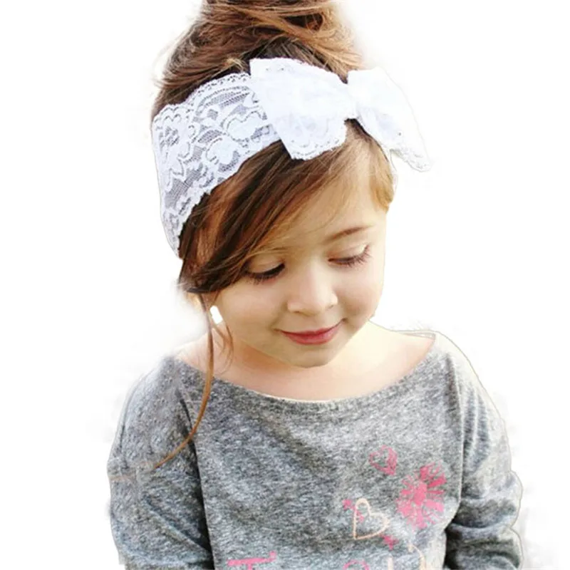 

2019 New Fashion Girls Lace Big Bow Headwear Hair Band baby headband Head Wrap Band Accessories tiaras infantil headbands
