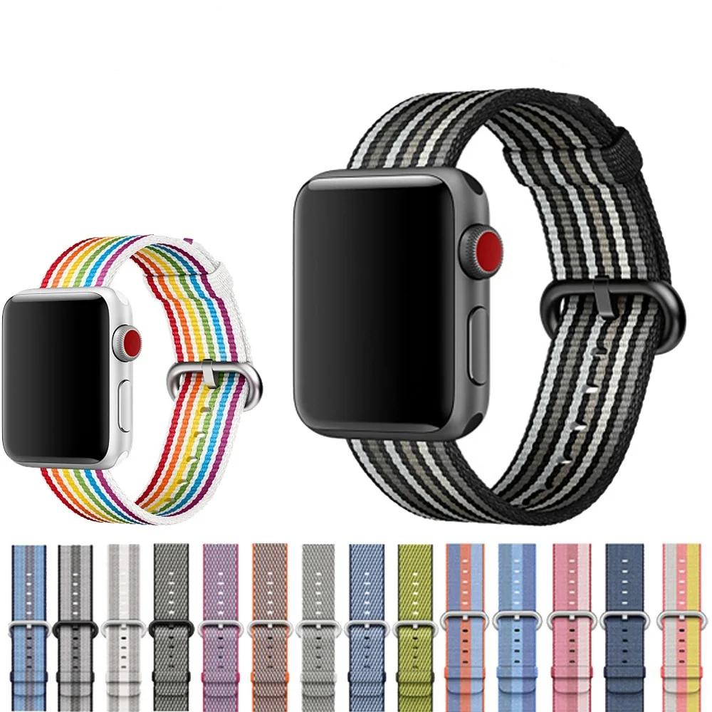Модные нейлоновые часы correa de la banda para apple watch 42 мм 38 tela deporte Nylon pulsera iwatch 3/2/1