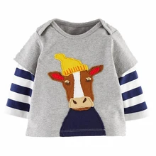 Fashion Baby Boy Clothes Cute Cartoon Bear Deer Colors Pattern Long Sleeve Outwear Pullover Kids Children Free Shipping