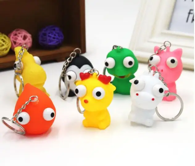 

5pcs/lot Cute Animal Small Squeeze Toy Pop Out Eyes Doll Novelty Stress Relief Venting Keychain Joking Decompression Toys