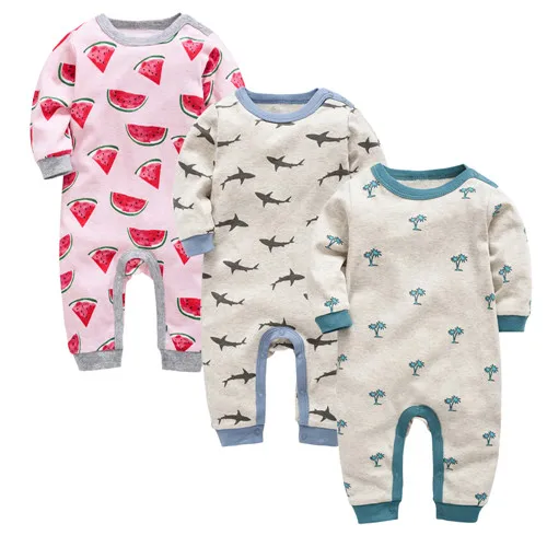 Коллекция года, 2 3 шт./партия, одежда для маленьких девочек и мальчиков осенне-весенний хлопковый комбинезон с длинными рукавами, пижама с рисунком для новорожденных от 0 до 3 месяцев - Цвет: 626364