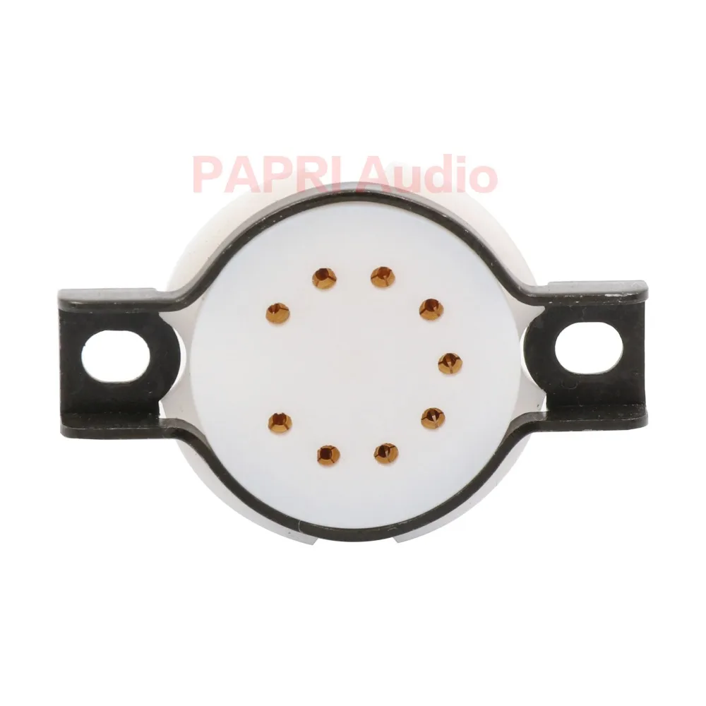 

10PCS CMC Teflon 9Pin Tube Socket B9A Gold Plated Brass Feet Vacuum Tube Audio DIY For 12AT7/ECC81 12AU7/ECC82 12AX7/ECC83