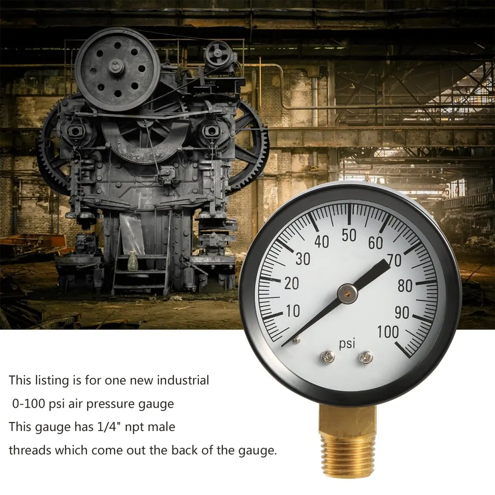 Профессиональный 1305 0-100 PSI 1/4 дюйм; NPT Мужской насос манометр для воды Манометр давления воздуха TS50-100PSI