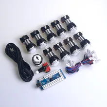Silvered LED Illuminated Push Button USB Cable Encoder Board To PC Joystick&Button Mame Arcade Fighting Games Projects