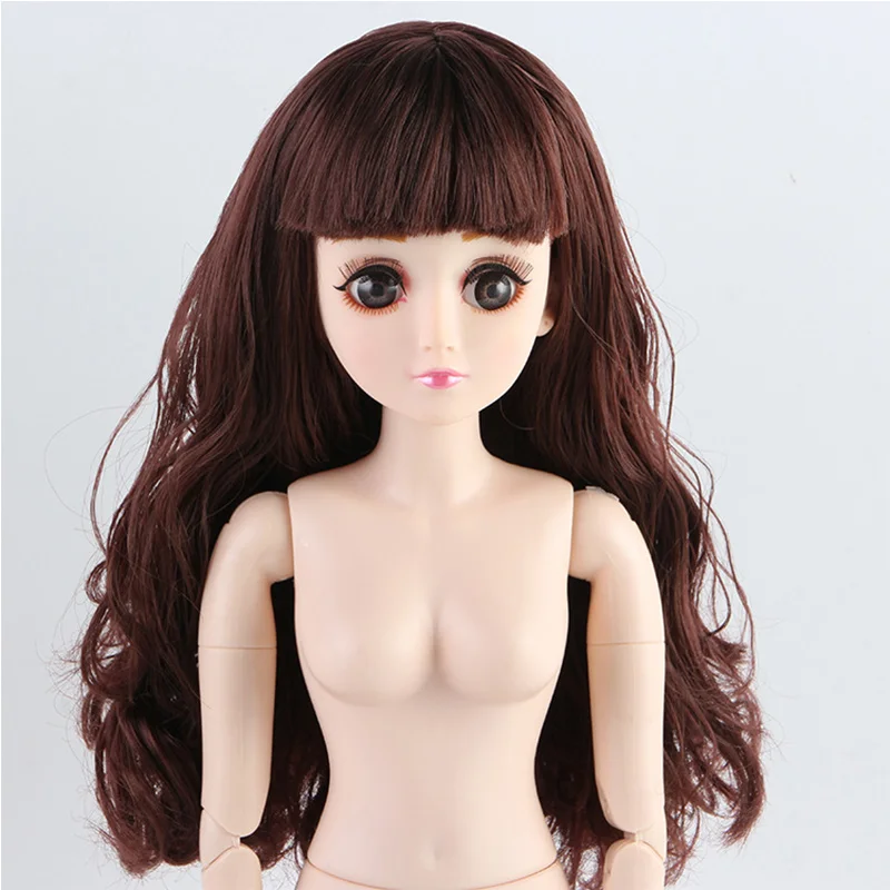 60 см коса обнаженное туловище для куклы красивая голова куклы 22 подвижных суставов 3D реальные большие глаза женская фигура тело DIY Волосы для кукол - Цвет: 05