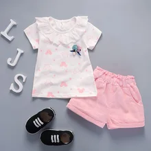 BibiCola/ г. Летний спортивный костюм для маленьких девочек комплект одежды для детей, одежда для малышей Милая футболка+ шорты Детский спортивный костюм из 2 предметов