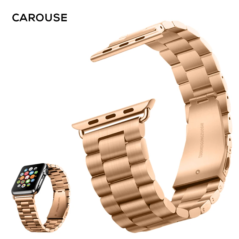Carouse Sport Strap for Apple Watch Band Series 3/2/1 38mm 42mm Stainless Steel Metal Watchband For iwatch series 4 40mm 44mm