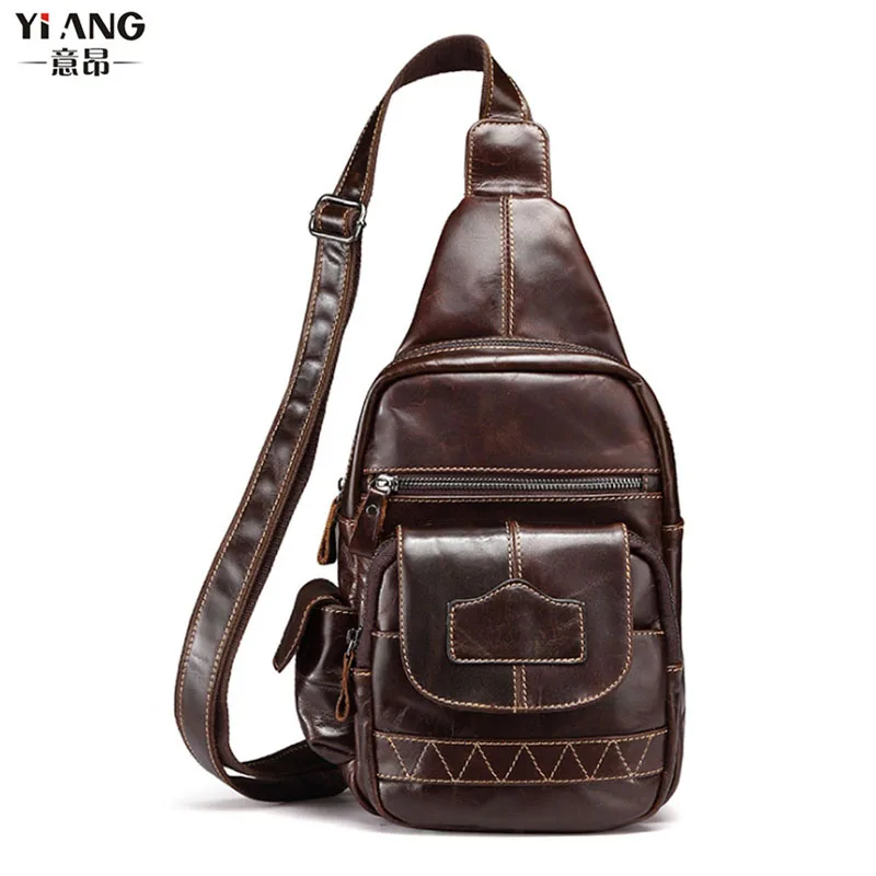 Men Genuine Leather Travel Cowhide Crossbody Bag Backpack main image 0