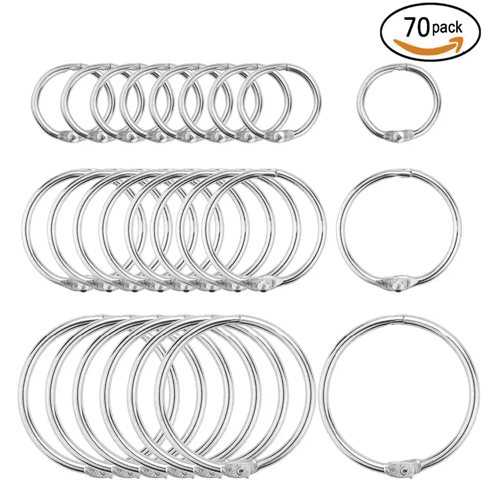 Anelli per Fogli 0.75 Pollice Metallo Libro Anelli Portachiavi per Libro Scrapbooking Album Mestiere Fai Da Te 100 Pezzi