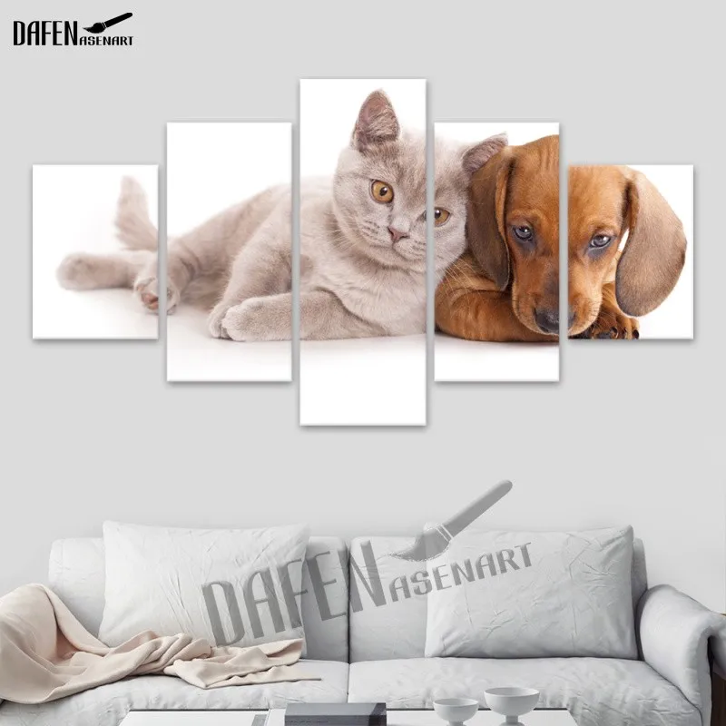 Buy Canvas Art 5 Panel WallArt Pictures Lovely Cat and