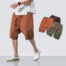 Большие размеры 3XL 4XL 5XL летние льняные шорты мужские