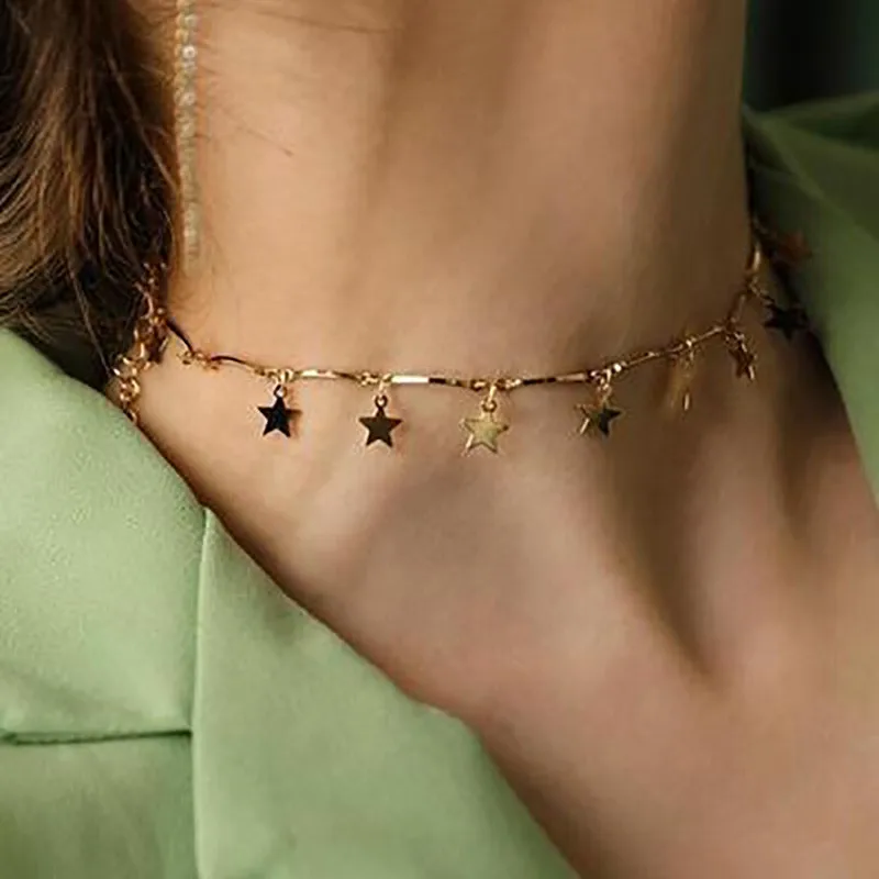 

Single Layer Star Pentagram Necklace Crystal Heart Necklace For Women Romantic Fashion Classic Luxury Rhinestones