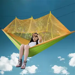 Портативный Открытый Отдых гамак подвесная кровать с москитной сеткой 260 х 130 см высокая прочность парашют тканевые палатки спальный гамак