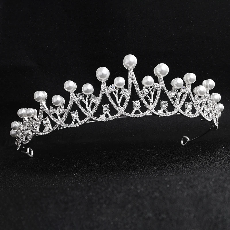 Tiaras de novia con perlas a la moda para mujer, accesorios de boda, corona de cabeza para mujer