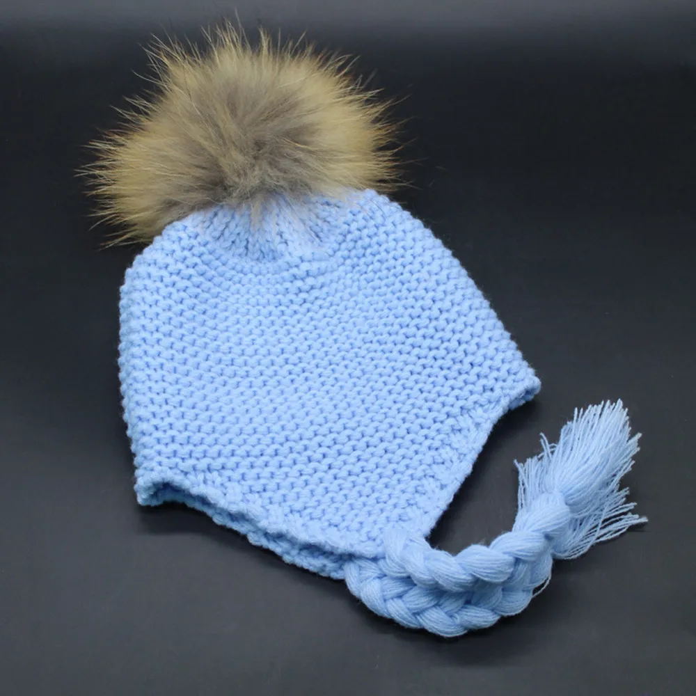 Детская вязанная теплая шапка, брендовая Повседневная дизайнерская дешевая шапка с меховым помпоном высокого качества