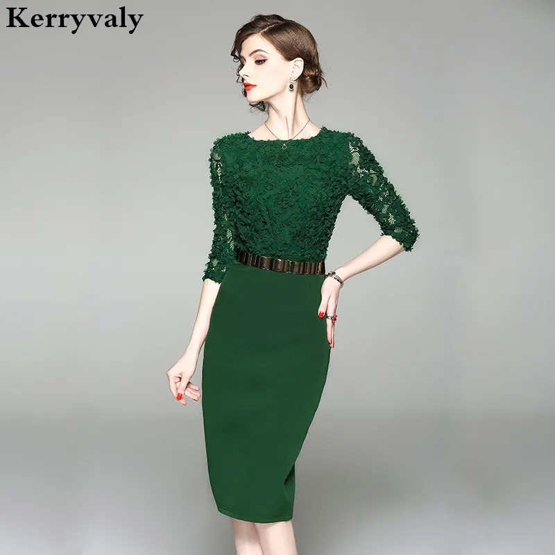 

Elegant Tie Flower Green Bodycon Dress Womens Dresses New Arrival 2019 Office Summer Dress Sukienki Damskie Eleganckie K8934
