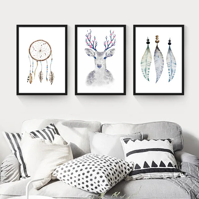 NEW-Modern-Canvas-Art-Print-Poster-Canvas-Oil-Painting-by-Numbers-Green-leaves-print-Wall-Pictures