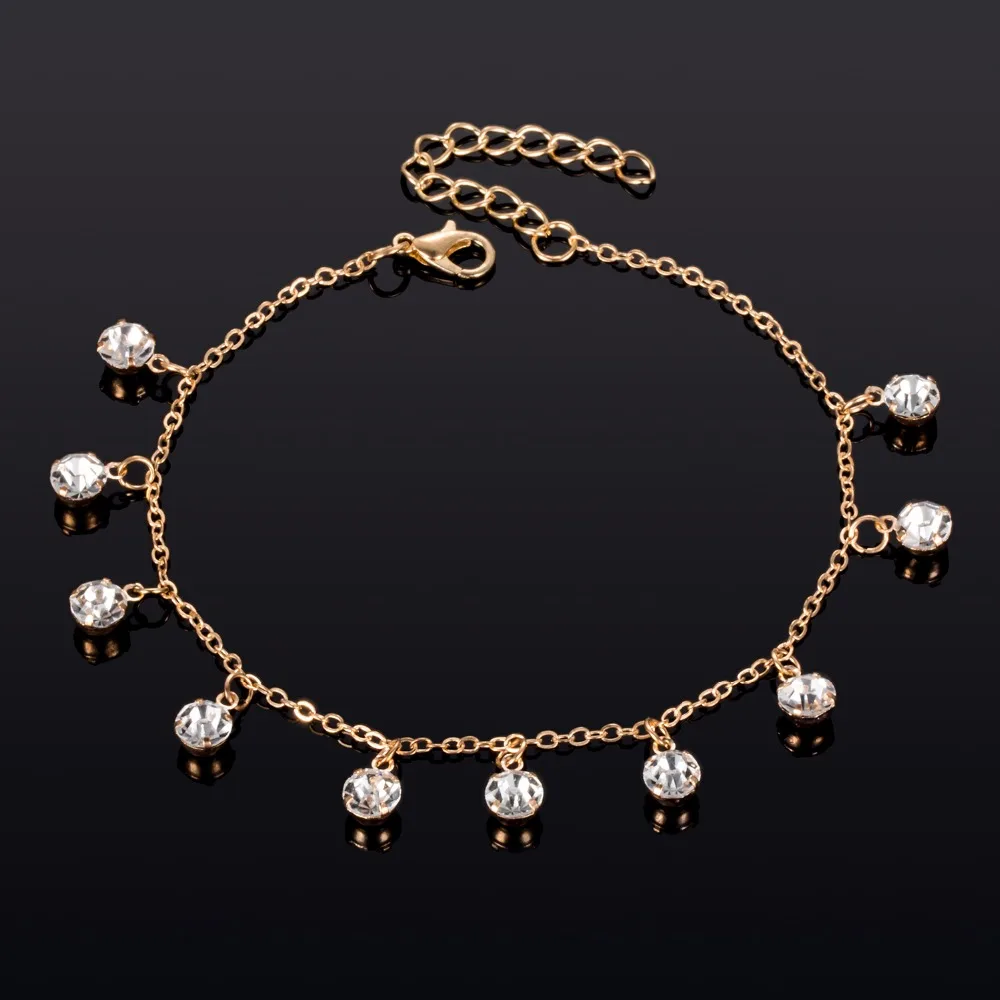 Vintage Fashion Pendant Crystal Anklet For Women Link Chin Bohemian Gold ColorSilver Color Shoe Boot Chain Bracelet Foot Jewelry silver anklet bracelet