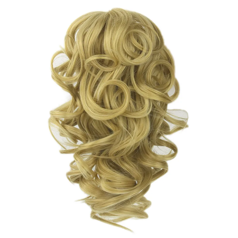 

Soloowigs Bouncy Curly Artificial Hairpieces Medium Length Claw In Ponytails 8 Color for Choose