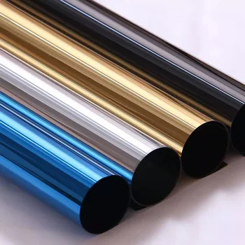 

Silver Solar one way mirror Window Film glass sticker Privacy Anti UV Reflective Blue Gold Tint Room Building Office Home Decor
