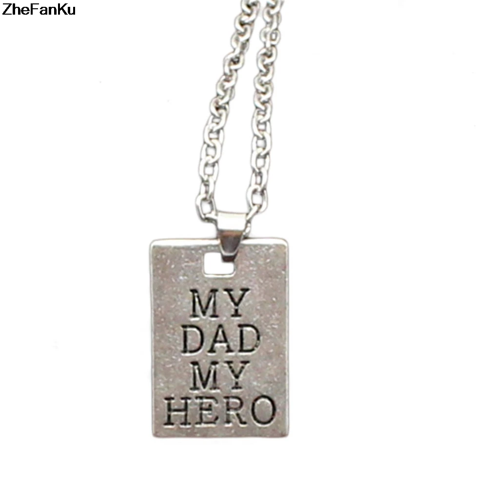 My Dad My Hero Silver Color Pendant necklace Family Gifts For Father