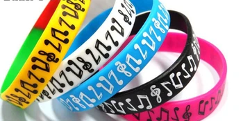 

50 pcs Popular Music Notes Wristband Silicone Promotion Gift Filled In Color Bracelet s89