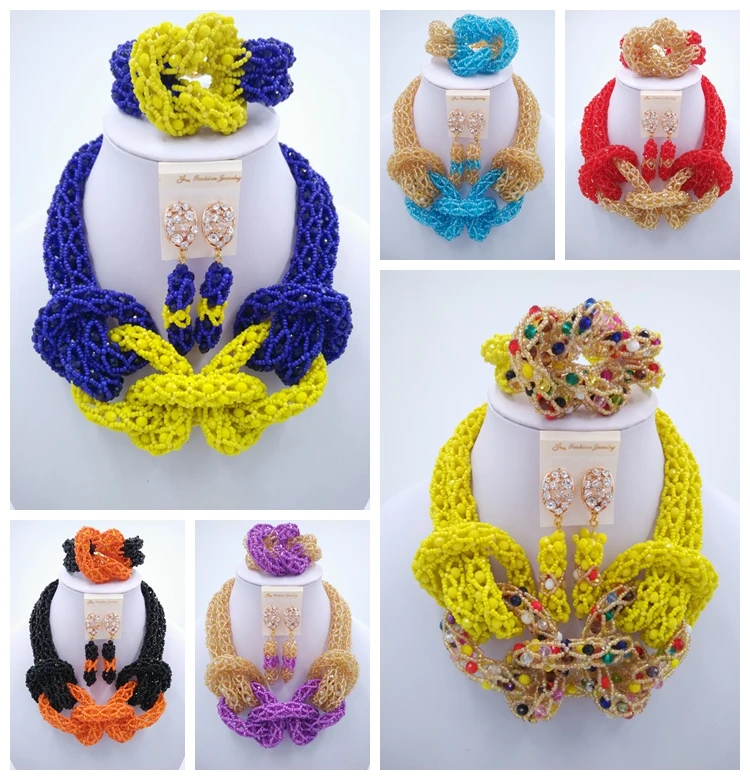 New Arrived! Women Crystal Necklace Bracelet Earrings Nigerian African Wedding Beads Bridal Jewelry Sets ALS005 New Arrived! Women Crystal Necklace Bracelet Earrings Nigerian African Wedding Beads Bridal Jewelry Sets ALS005