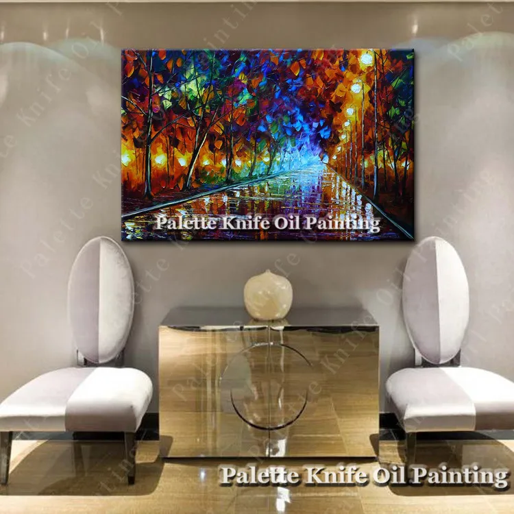 Hand painted Canvas Oil painting Wall Pictures for Living room wall decor art canvas painting palette knife landscape 19