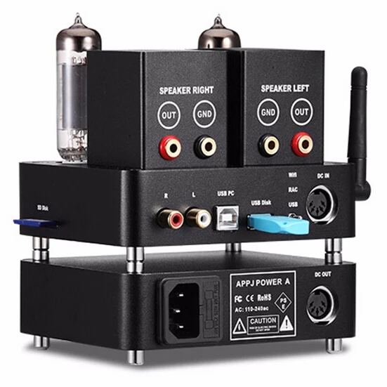 2017 Newest APPJ PA1601A Desktop Tube Amplifiers Smart WIFI SD Card Player 6J1+6P4 Headphone Amplifier Amp