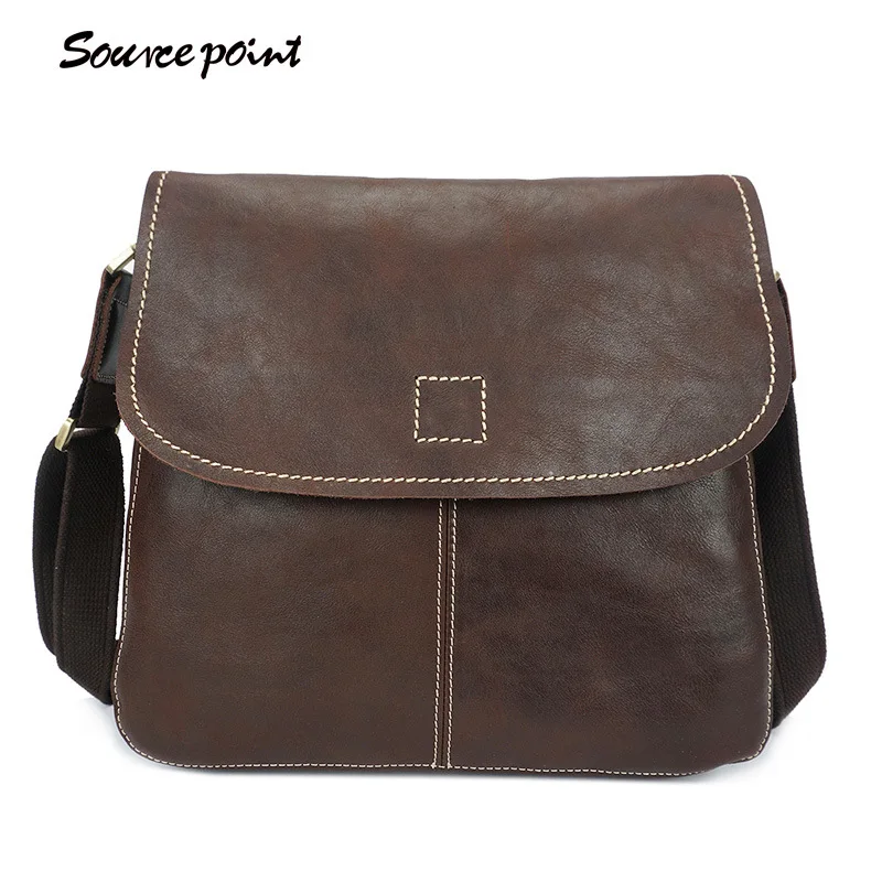 

SOURCE POINT New Vintage Men's Manual Oil Wax Leather Crossbody Shoulder Bag Men Genuine Leather Small Business Bags YD-8069