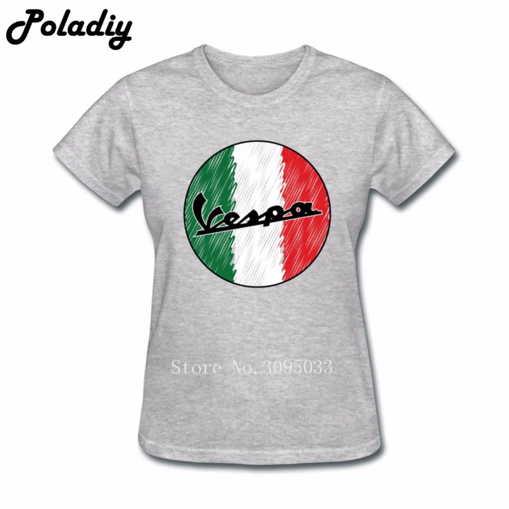 

Vespa italy Girl Women Short Sleeve T Shirts Classical Funky T Shirts Female Round Collar Tees italy flag Women T Shirt