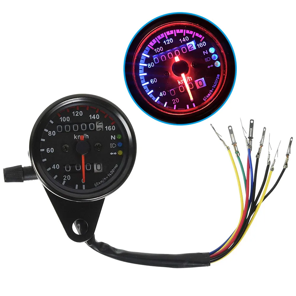 

Universal Motorcycle Instrument Speed Indicator Dashboard Speedometer Odometer Tachometer Motorbike Moto LED Speed Meter