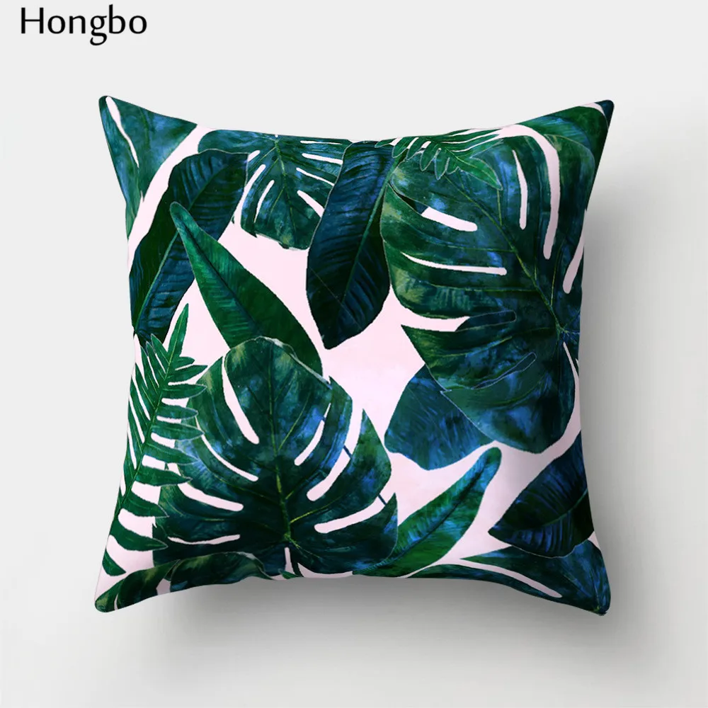 Hongbo 1 шт. чехол для подушки рождественские украшения для дома тропический лес зеленые листья Подушка с изображением кактуса чехлы