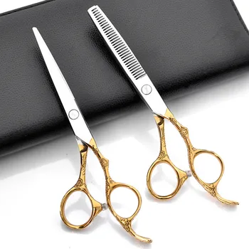 

professional Japan steel 6 inch gold plum hair scissors cutting barber makas scissor thinning shears hairdressing scissors set