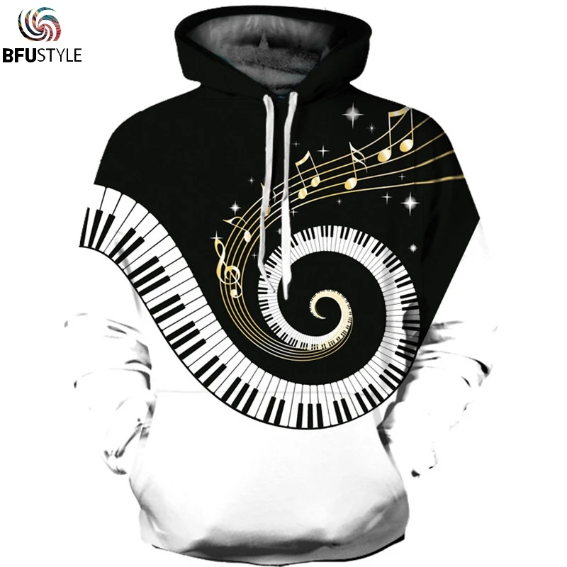 Music Note Piano Hoodies Men Women New Fashion Brand Hoodie Sweatshirt