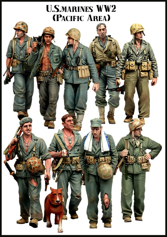 

1:35 scale resin model kit resin figure model soldier American Marines ww2 big set 9figures Db02
