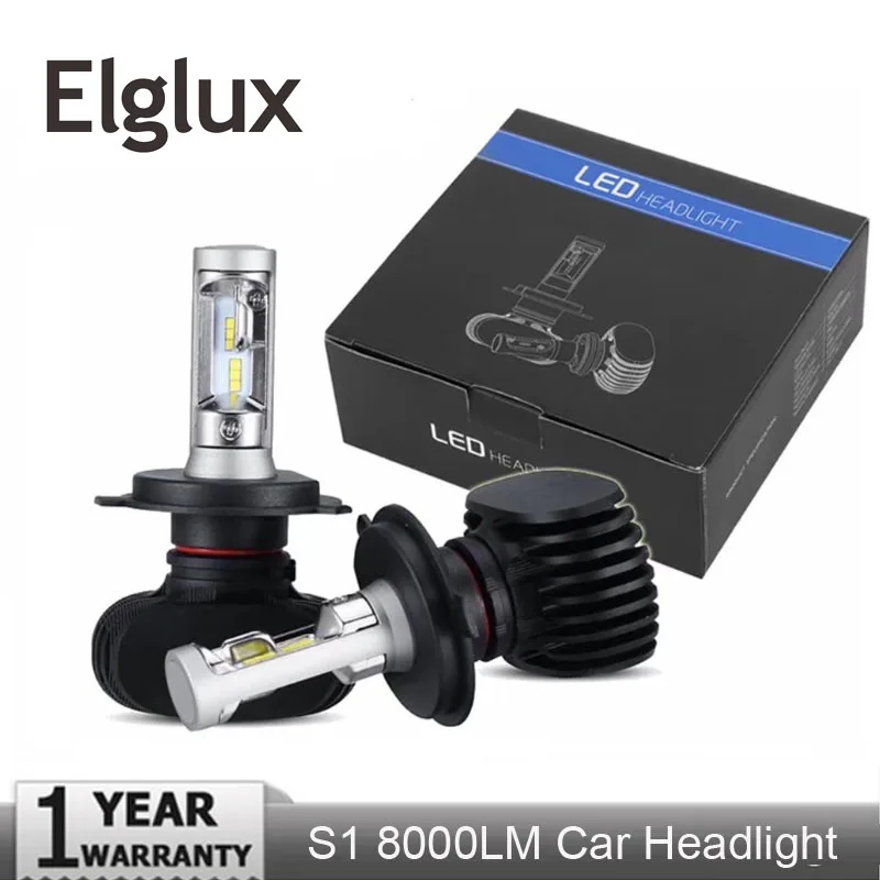 Elglux H11 H4 H7 Led H1 Автомобильная фара S1 50 Вт 8000 лм 6500 к автомобильная лампа все в одном CSP Lumileds лампа