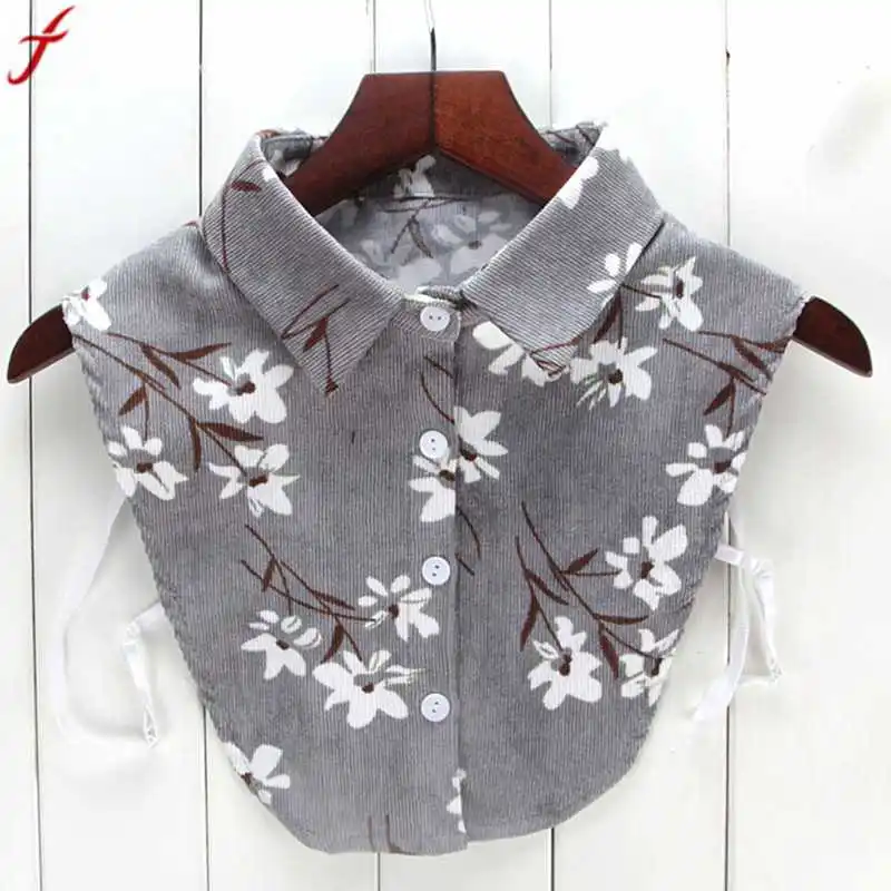 

2019 Women New Print Floral Blouse Fake Collars for Women Men Turn Down Collar Shirt Detachable Collars Clothes Tops camisa