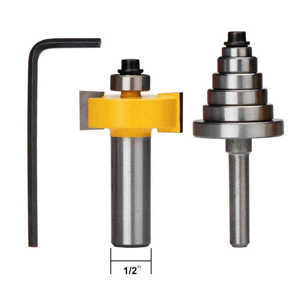 FivePears Rabbet фреза с 6 набор подшипников, 1-1/", 7/8", 3/", 3/8", 5/", 1/2", 3/" подшипники(1/2" хвостовик