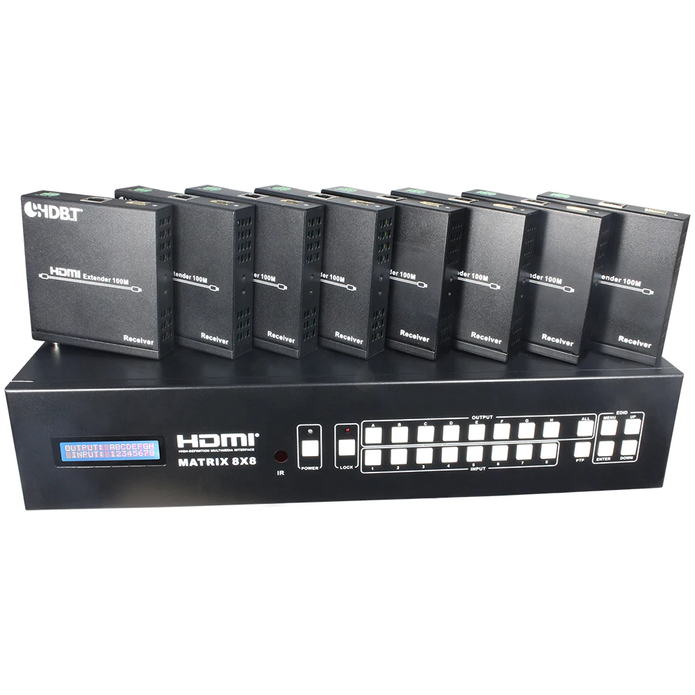 4k HDMI матрица 8х8 HDBaseT на CAT5e/6/7 100m поддерживает HDMI2.0 HDCP 2,2 4K 3D 1080p ИК RS232 EDID