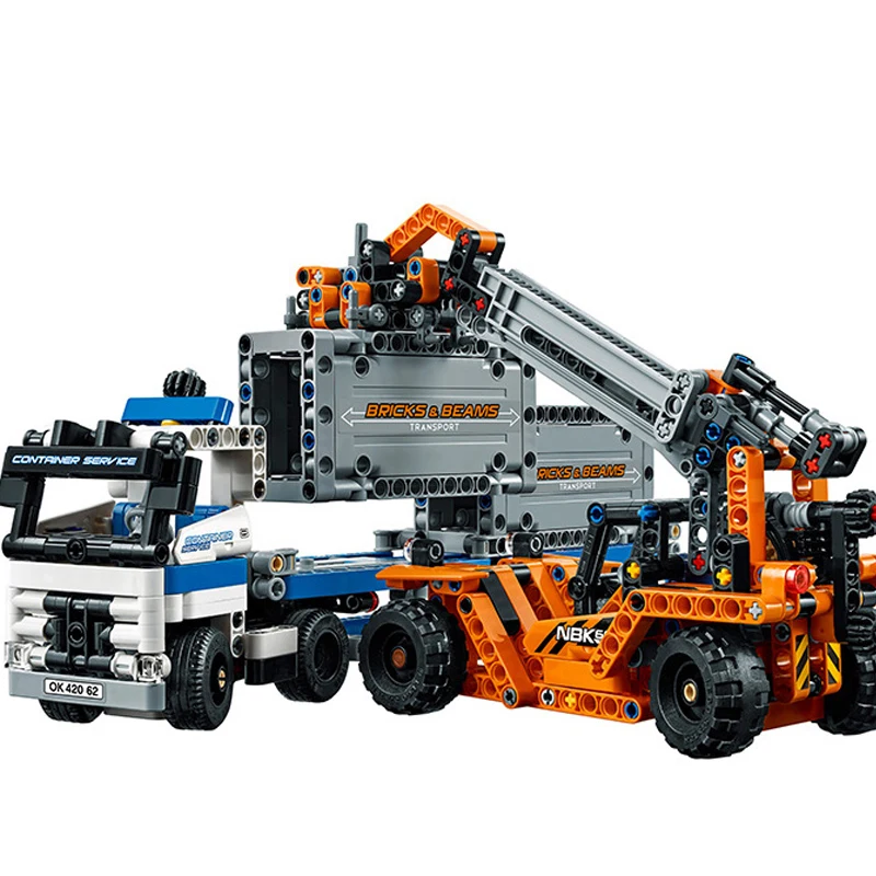 

631Pcs Technic Series Container Trucks Crane Loaders Set Building Blocks Bricks Compatible Legoings For Children Birthday Gifts