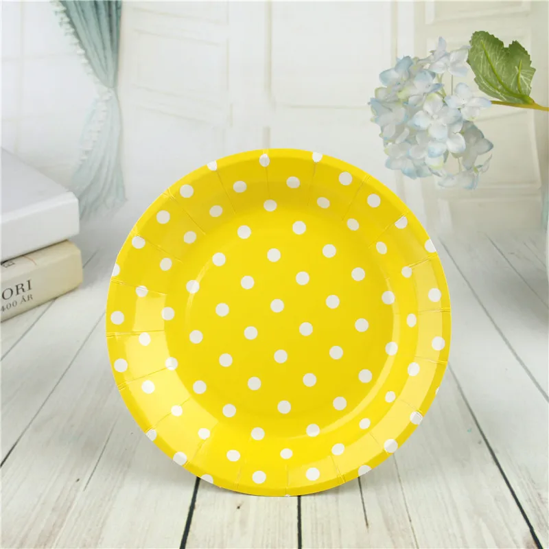 FANLUS 7inch colorful dots wave point disposable paper plates party tray Valentine Birthday Wedding Tableware cake barbecue (18)