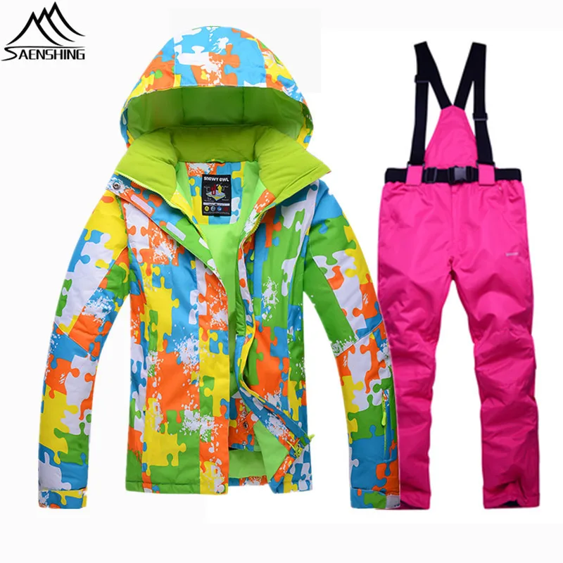 Saenshing snowboarding suits women super warm waterproof ski suit