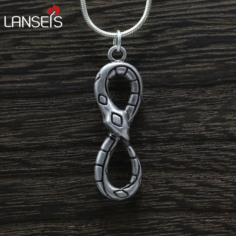 Lanseis10pc Бесконечность змея Ouroboros двустороннее ожерелье nouroboros вечность Дракон змей Оловянный кулон ювелирные изделия