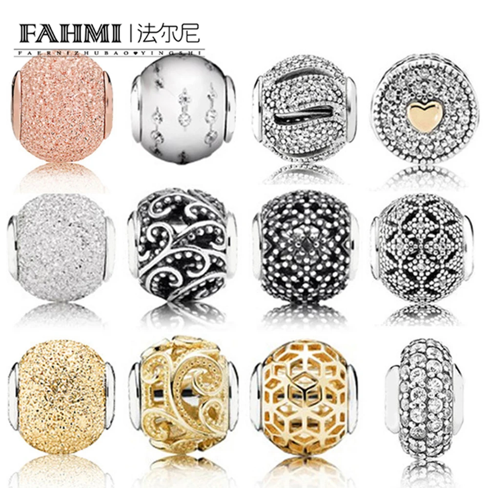 

FAHMI 100% Genuine 925 Sterling Silver Hollowed out pattern Charm bead Fit collocation DIY Bracelet & Bracele Jewelry Wholesale