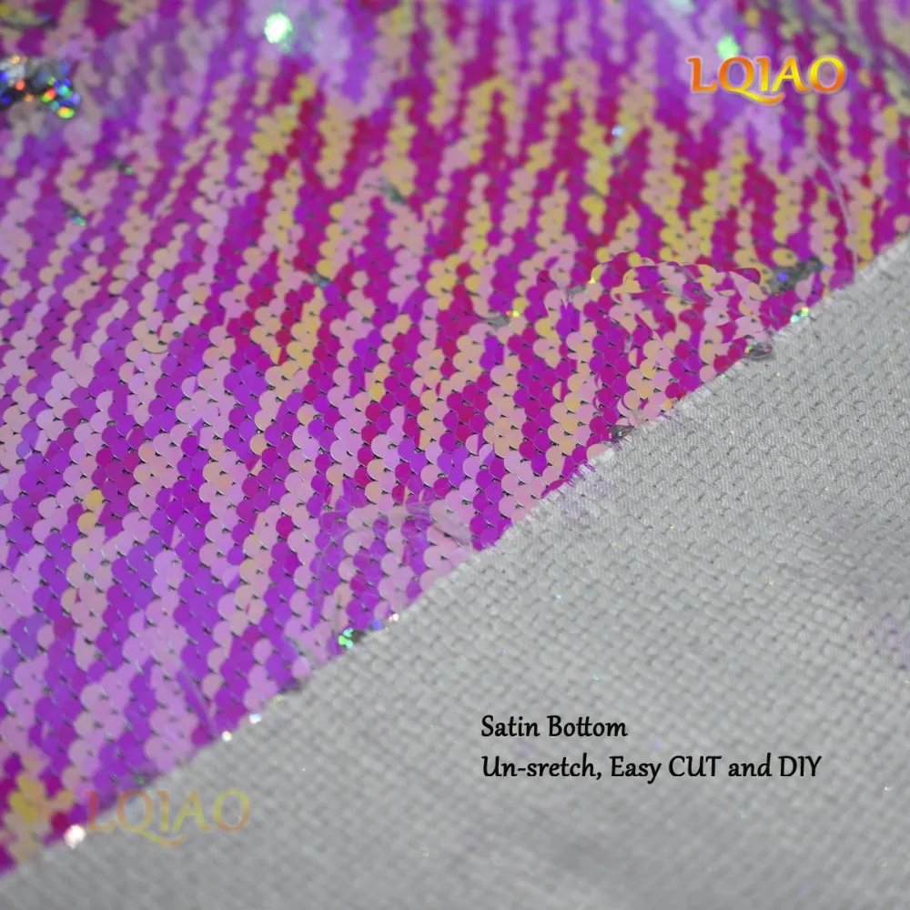 Dot Pink White Laser Silver Reversible Sequin Fabric 09