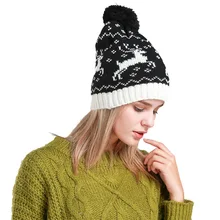 Women Fashion Autumn Winter Skullies Beanies Knitting Elk Hat Ear Warm Cap Girl Beanies Christmas Cap