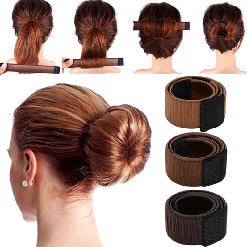 Us 0 76 41 Off Synthetic Wig Donut Headband Girls Magic Hair Bun Maker Women Hair Accessories Diy Hairstyle Tool French Dish Bud Twist Hair Ban In
